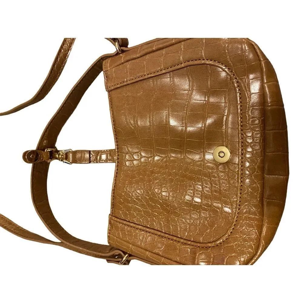 Brown Faux Leather Crossbody Shoulder Bag Purse Boho Bohemian Classic Business - Picture 6 of 13